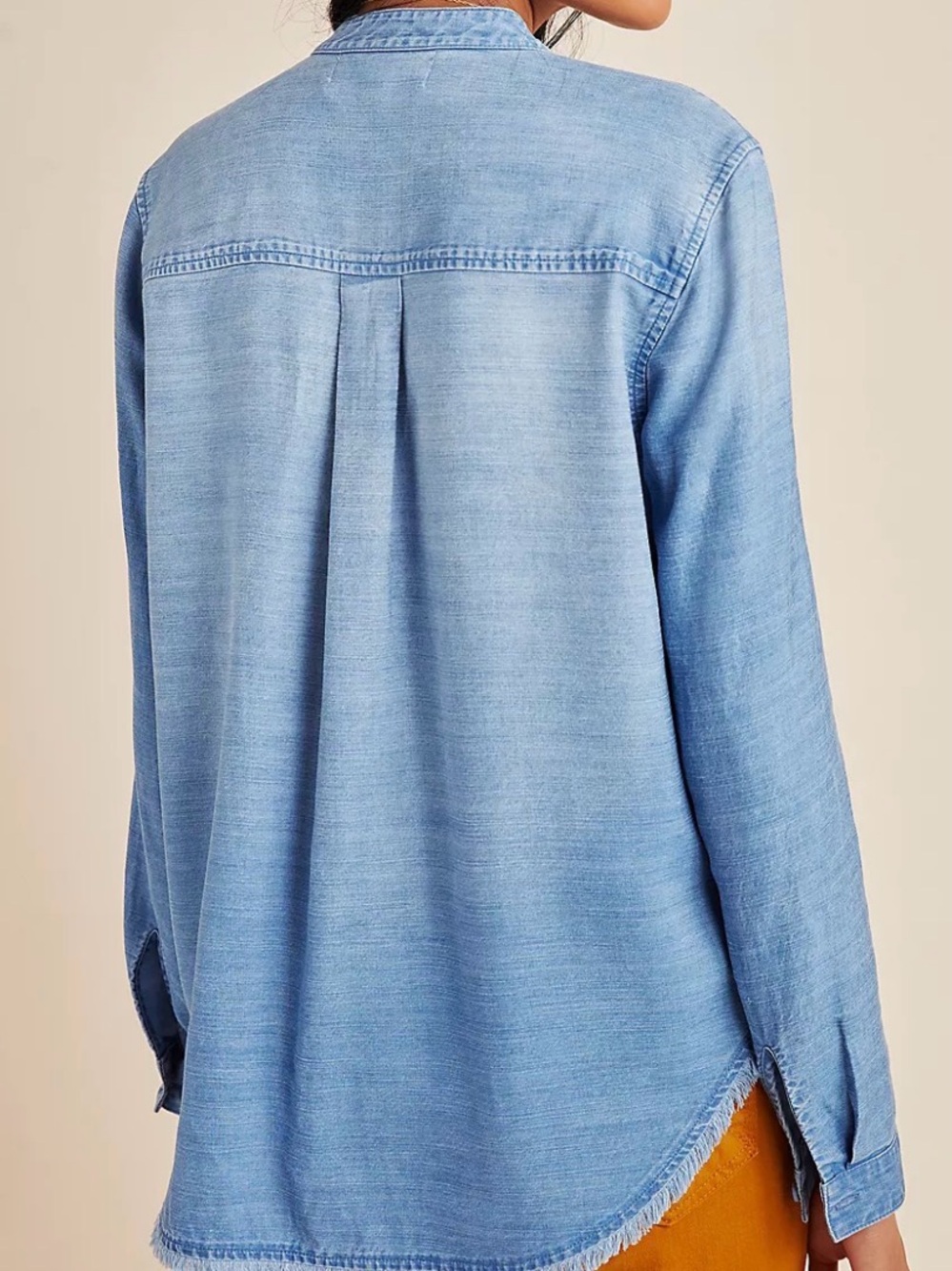 Anthropologie cloth and stone Light Blue Washed Chambray Button-Down Shirt - Picture 3 of 7